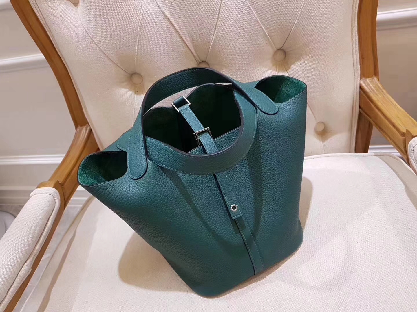 Hermes爱马仕 picotin 22cm 孔雀绿 原厂御用顶级TC皮 全手工 现货