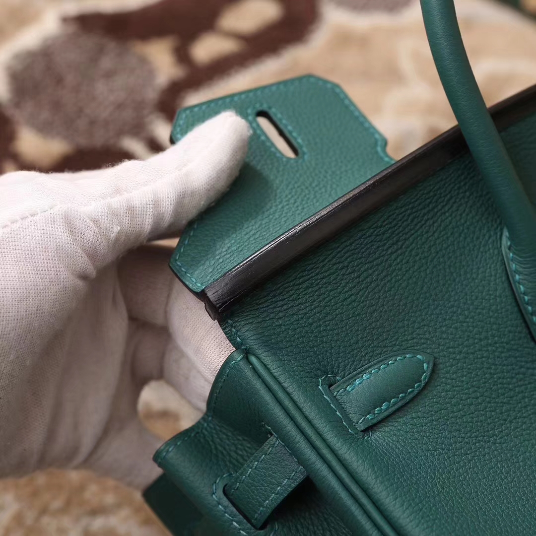 Hermes爱马仕 Birkin 25 Z6 孔雀绿 原厂御用顶级小牛皮 金扣 现货