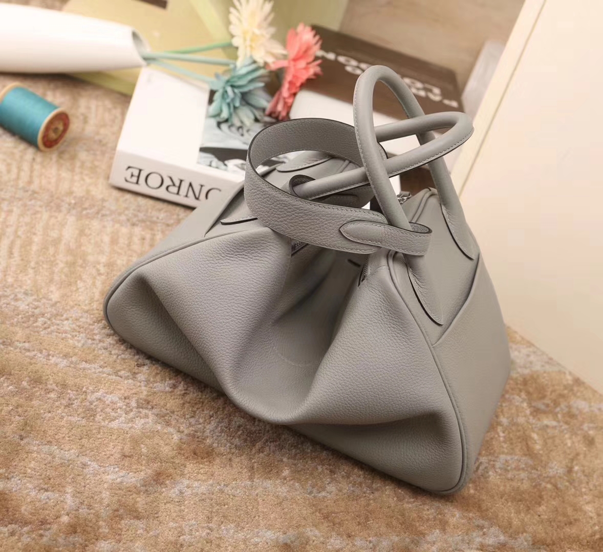 Hermes爱马仕 lindy 30 8U 冰川蓝 原厂御用顶级togo小牛皮 银扣