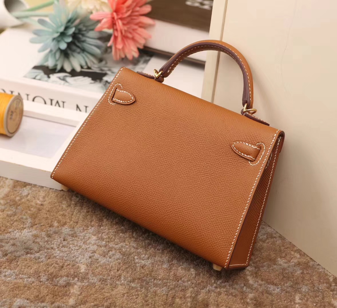 Hermes爱马仕 Mini Kelly C37 浅咖啡 原厂御用顶级Epsom皮 二代 金扣 现货