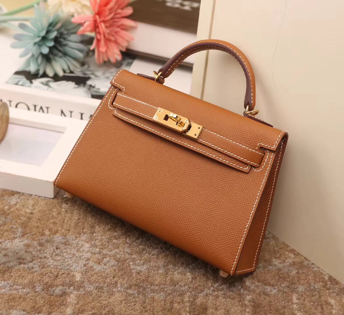 Hermes爱马仕 Mini Kelly C37 浅咖啡 原厂御用顶级Epsom皮 二代 金扣 现货