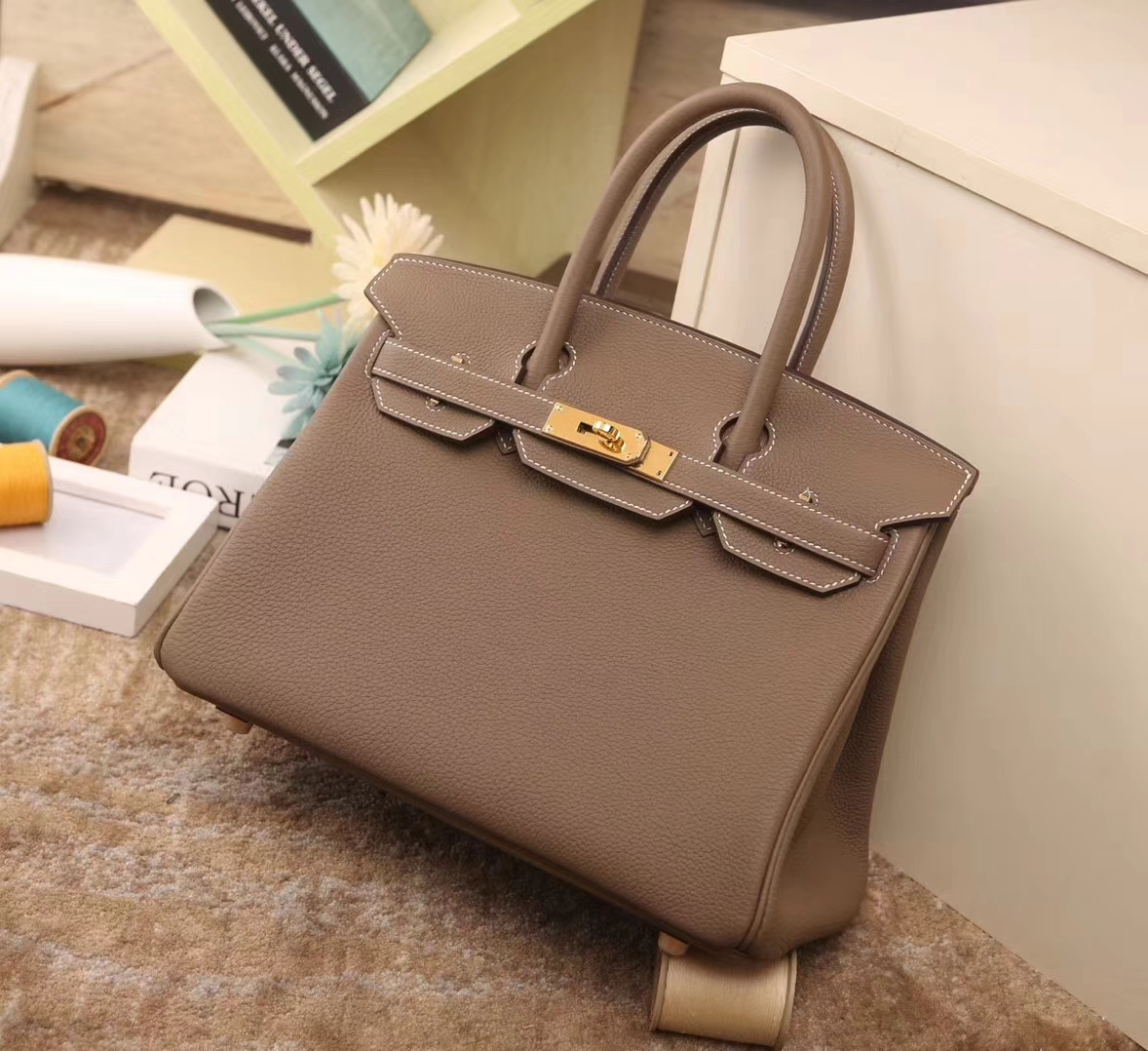 Hermes爱马仕 Birkin 30 CK18 大象灰 原厂御用顶级小牛皮 金扣 现货