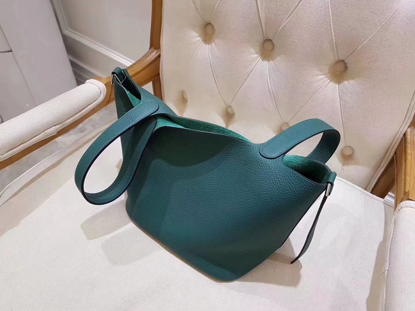 Hermes爱马仕 picotin 22cm 孔雀绿 原厂御用顶级TC皮 全手工 现货