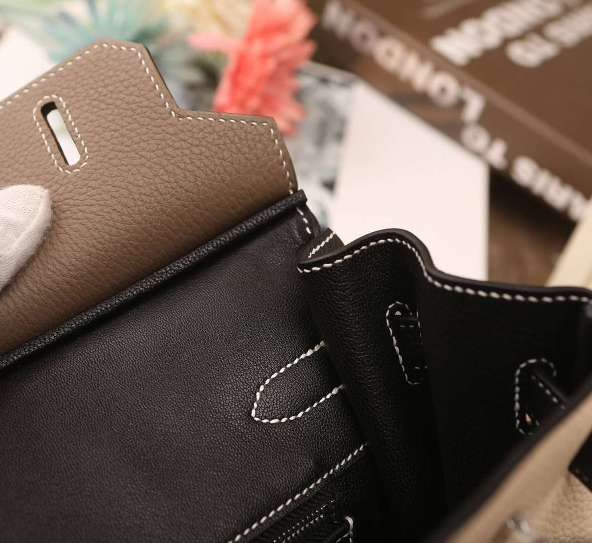Hermes爱马仕 Birkin 30 奶昔白拼CK18大象灰拼黑色 原厂御用顶级小牛皮 银扣