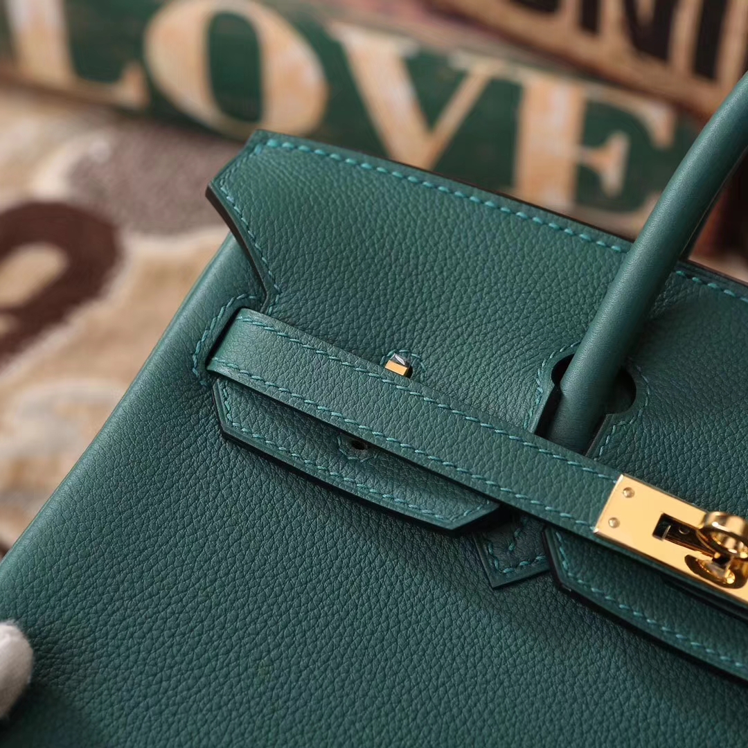 Hermes爱马仕 Birkin 25 Z6 孔雀绿 原厂御用顶级小牛皮 金扣 现货