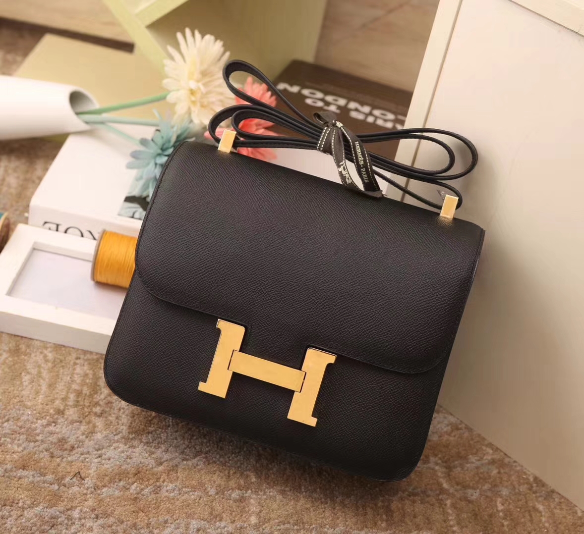 Hermes爱马仕 Constance 19 CK89 黑色 原厂御用顶级Epsom皮 金扣