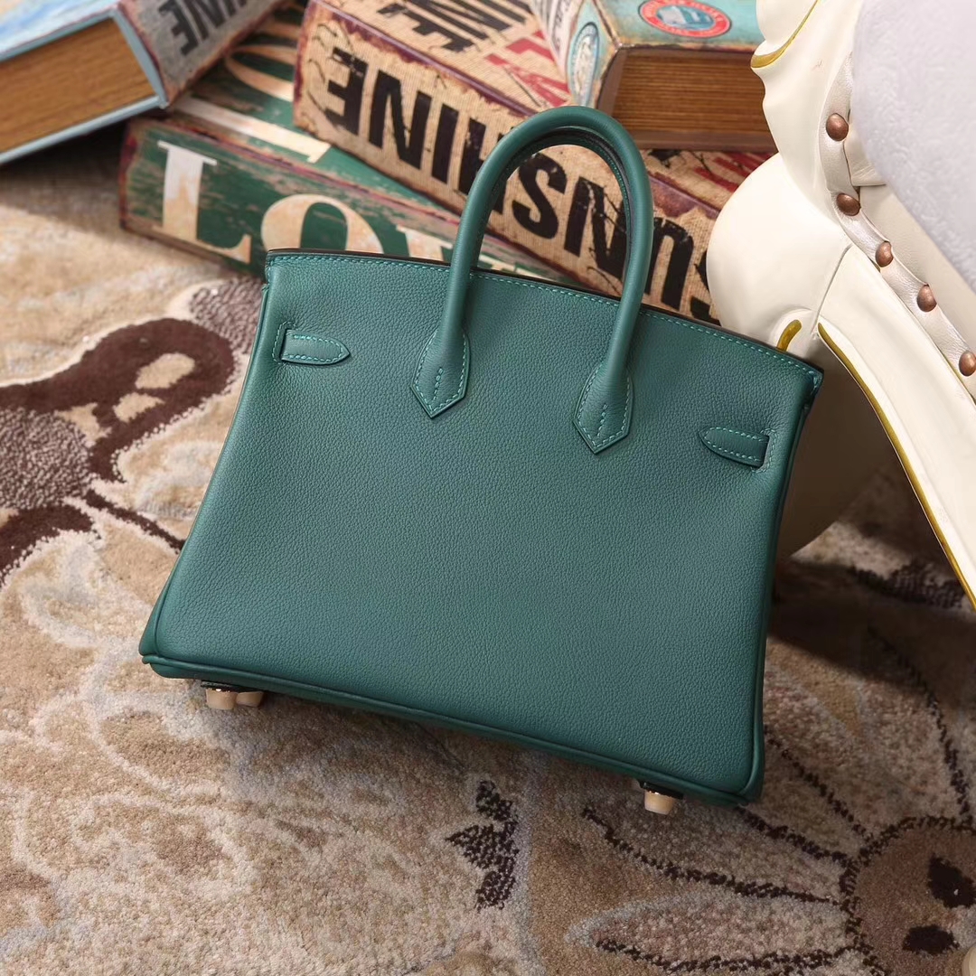 Hermes爱马仕 Birkin 25 Z6 孔雀绿 原厂御用顶级小牛皮 金扣 现货