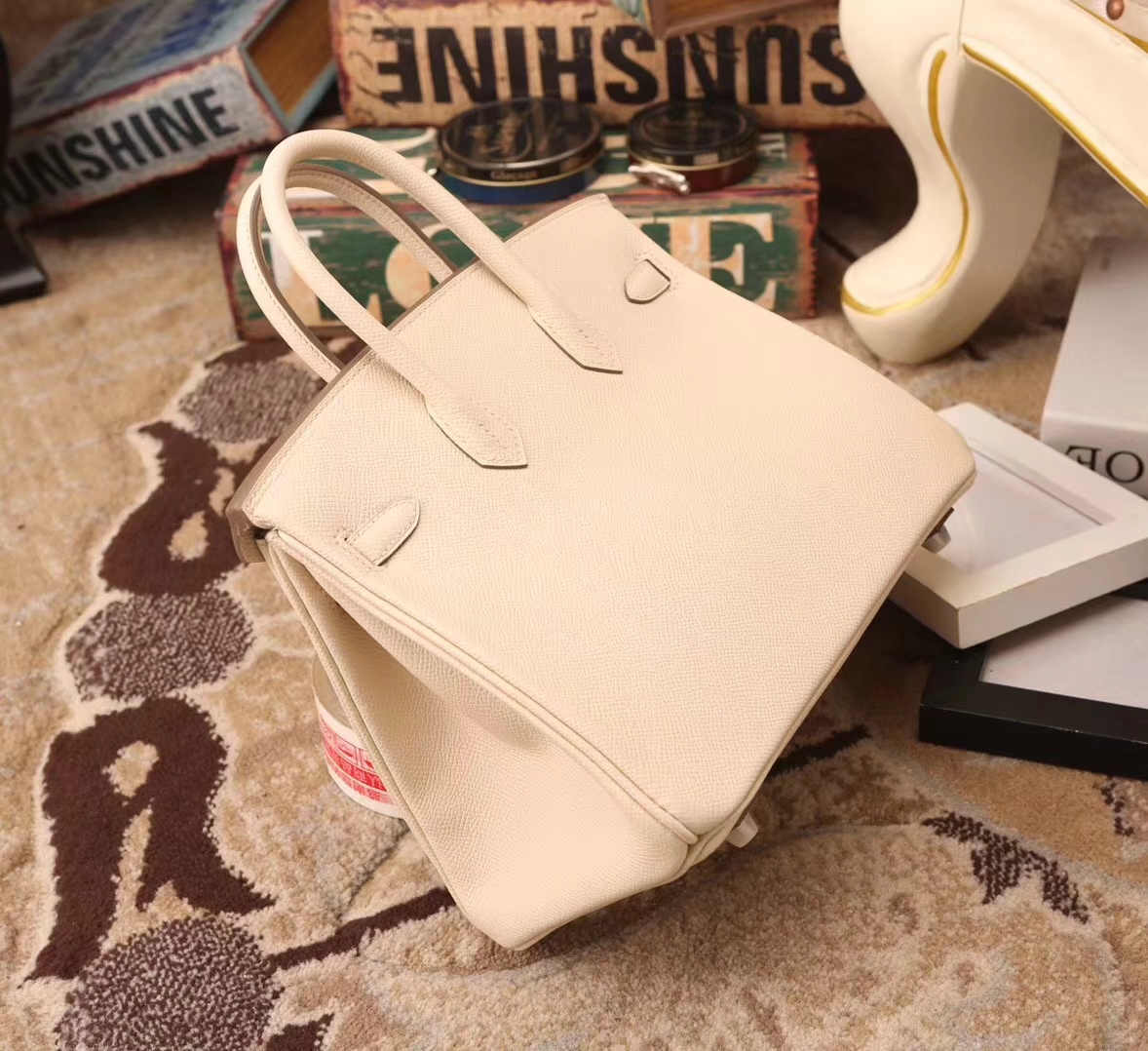 Hermes爱马仕 Birkin 25 奶昔白 原厂御用顶级Epsom皮 银扣