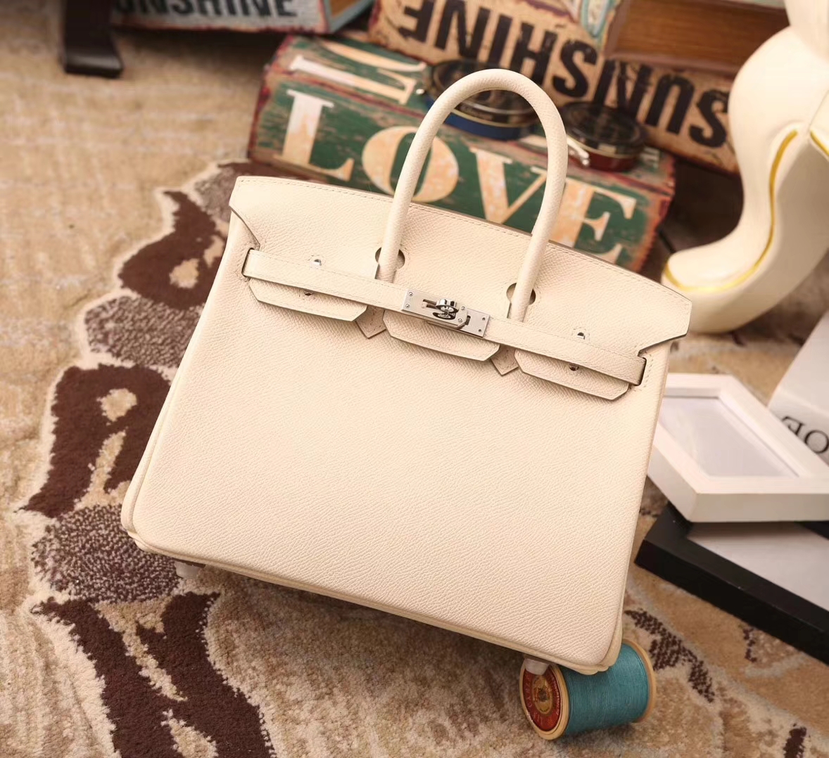 Hermes爱马仕 Birkin 25 奶昔白 原厂御用顶级Epsom皮 银扣
