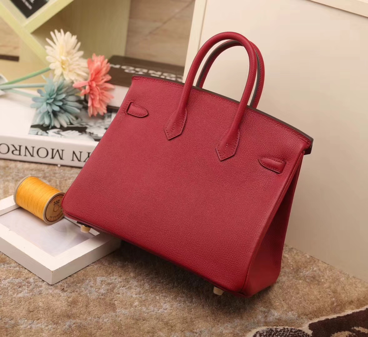 Hermes爱马仕 Birkin 25 石榴红 原厂御用顶级Epsom皮 金扣