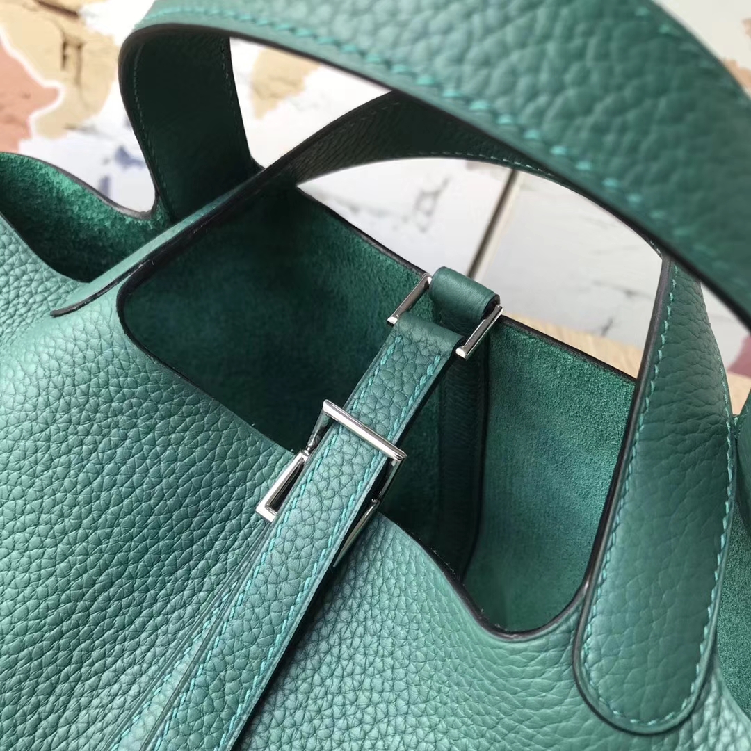 Hermes爱马仕 孔雀绿 原厂御用顶级Togo 皮 Picotin Lock 18cm 现货