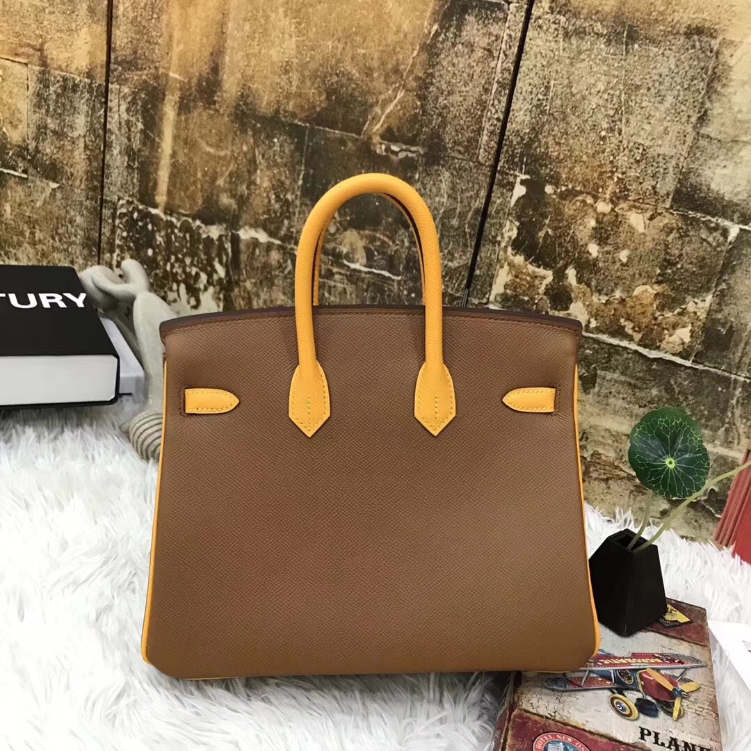Hermes爱马仕 太阳金黄 原厂御用顶级Epsom 皮 Birkin 25 金扣