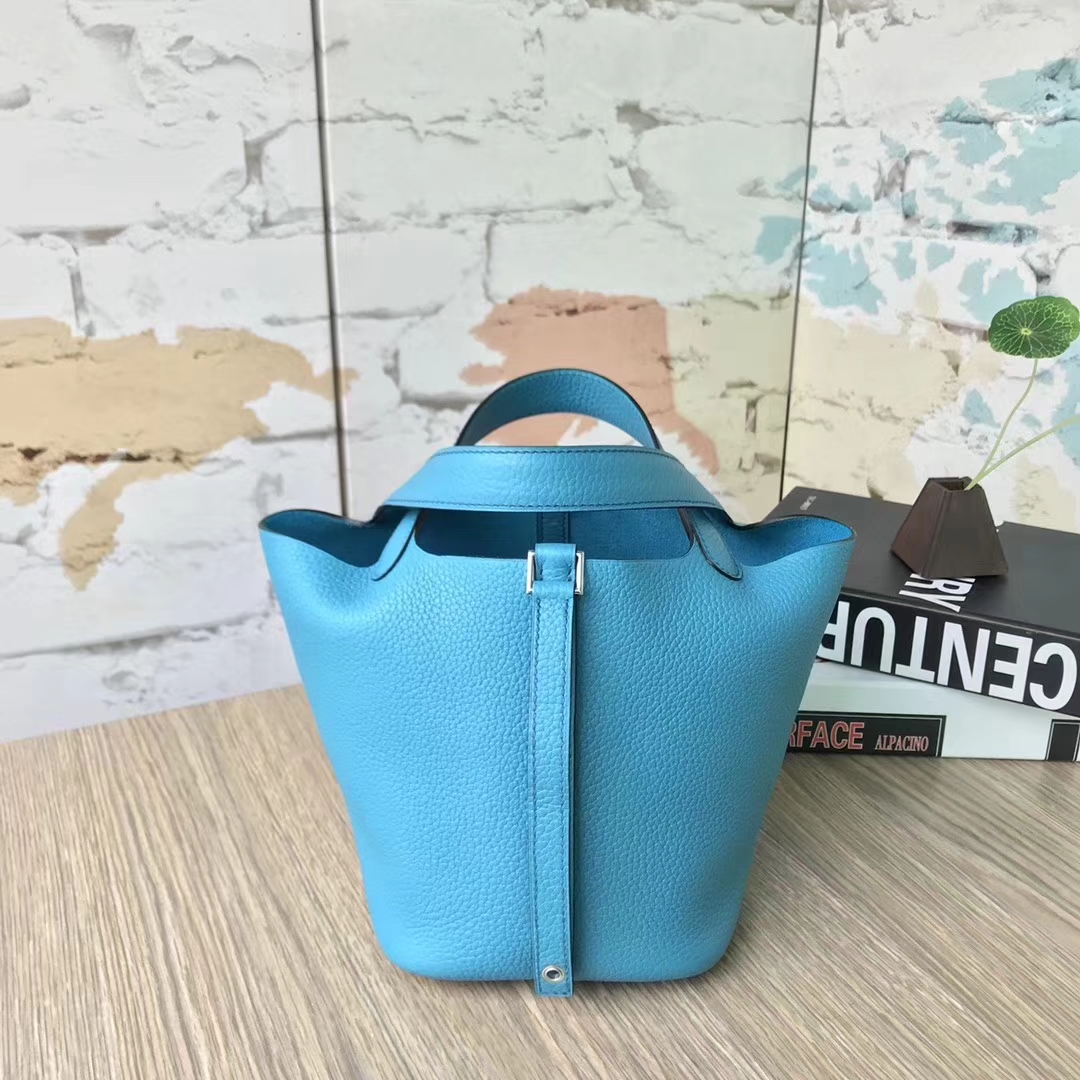 Hermes 爱马仕 7B 松石蓝 原厂御用顶级Togo 皮 Picotin  Lock 18cm 现货