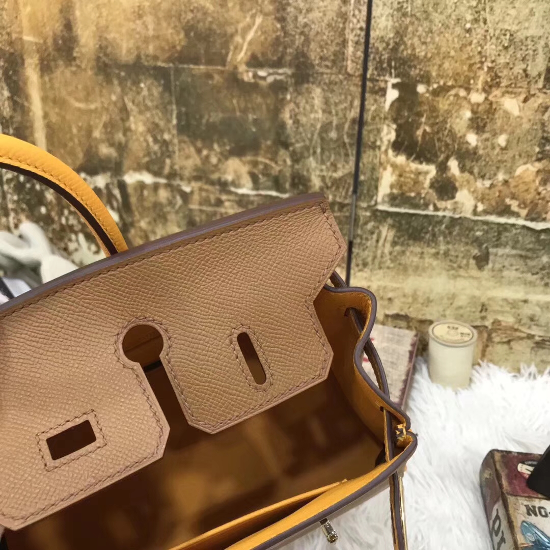 Hermes爱马仕 太阳金黄 原厂御用顶级Epsom 皮 Birkin 25 金扣