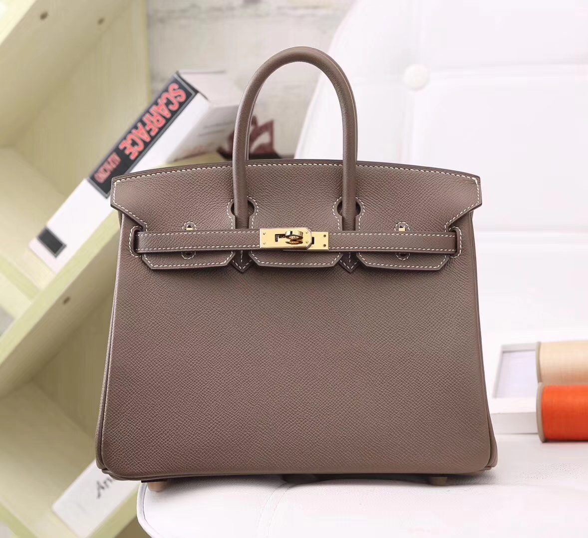 Hermes爱马仕 CK18 大象灰 原厂御用顶级Epsom 皮 Birkin 25 金扣