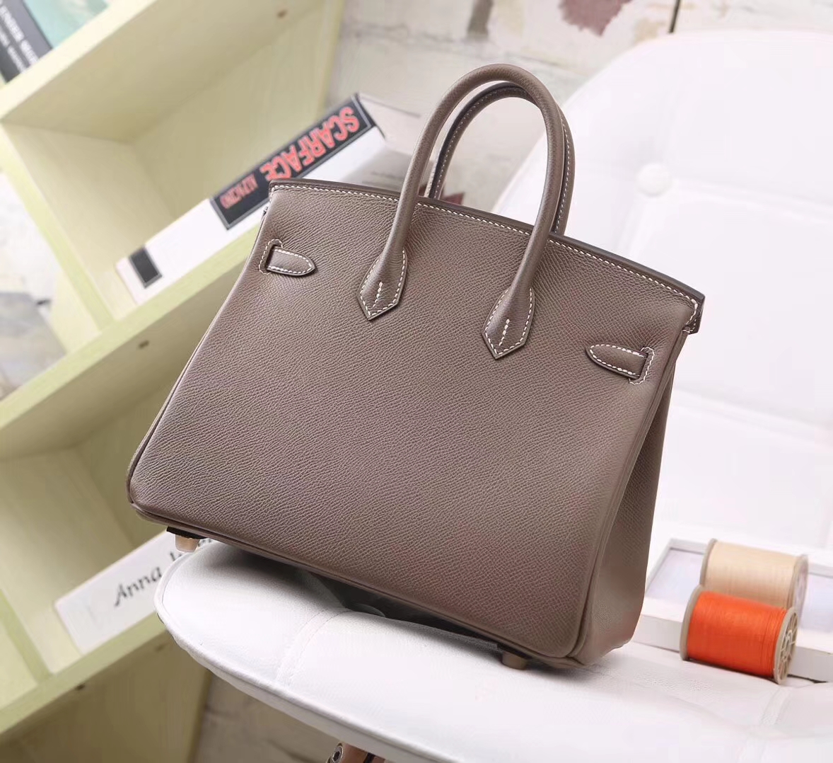 Hermes爱马仕 CK18 大象灰 原厂御用顶级Epsom 皮 Birkin 25 金扣