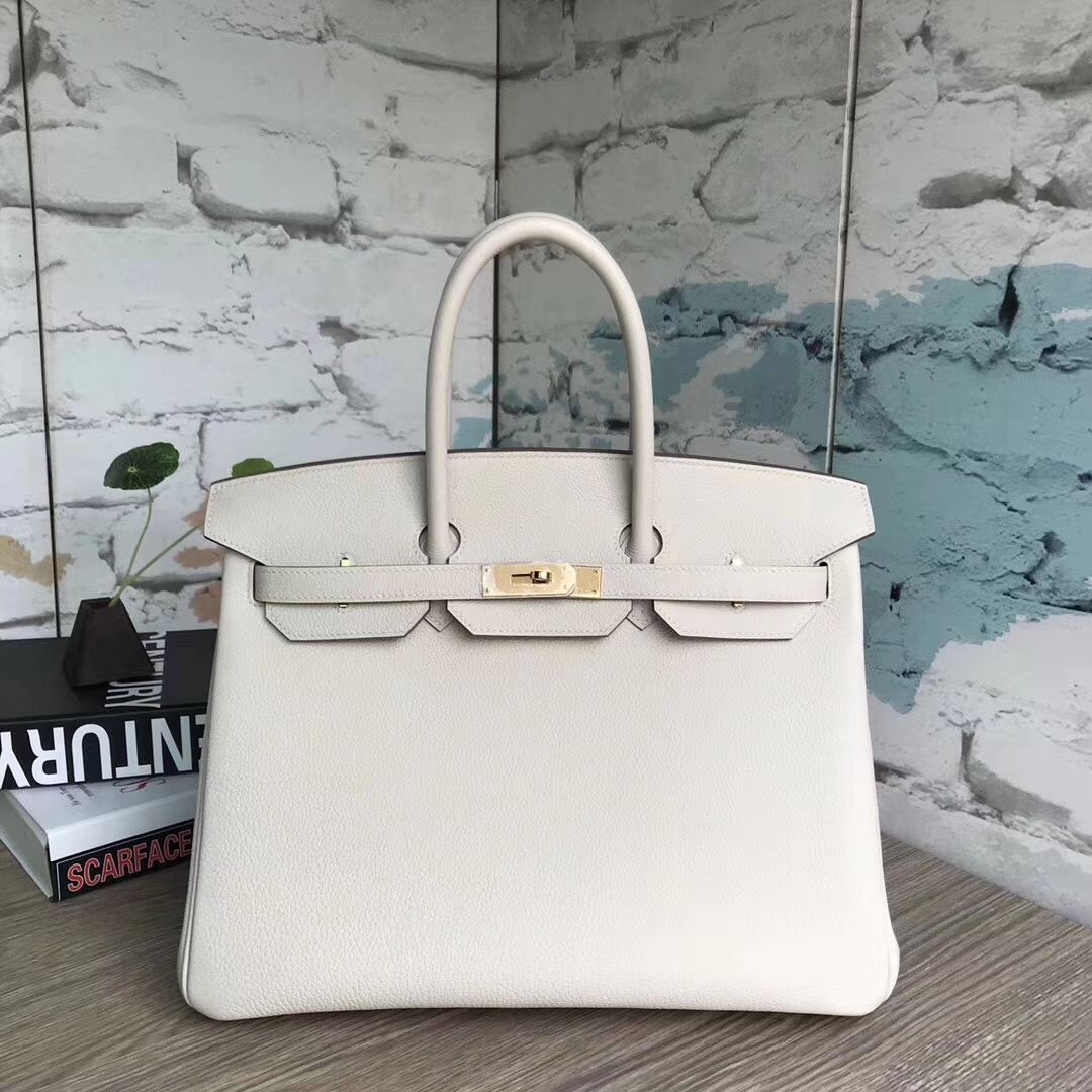 Hermes爱马仕 奶昔白 原厂御用顶级小牛皮 Birkin 35 金扣