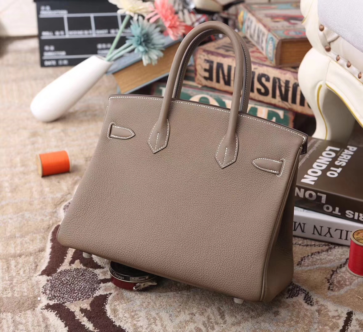 Hermes 爱马仕 CK18 大象灰 原厂御用顶级小牛皮 Birkin 30 金扣   银扣 现货