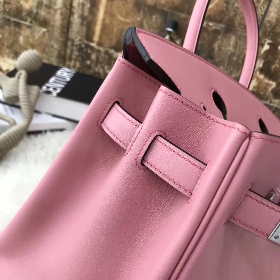 Hermes爱马仕 8W新唇膏粉 原厂御用顶级Swift 皮 Birkin 30 银扣