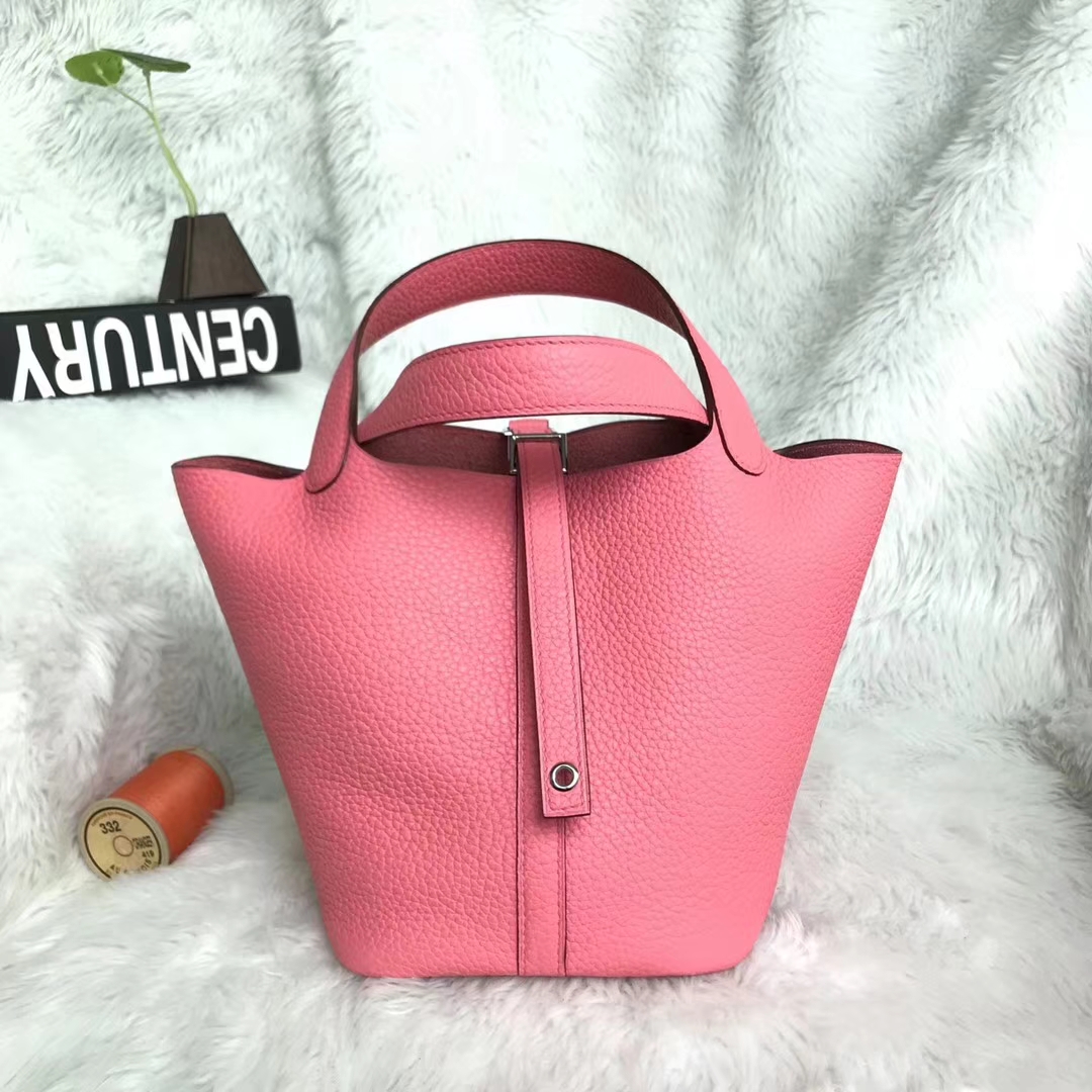 Hermes爱马仕 新唇膏粉 原厂御用顶级Togo 皮 Picotin  Lock 18cm 现货