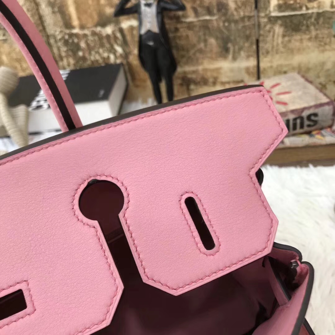 Hermes爱马仕 8W新唇膏粉 原厂御用顶级Swift 皮 Birkin 30 银扣