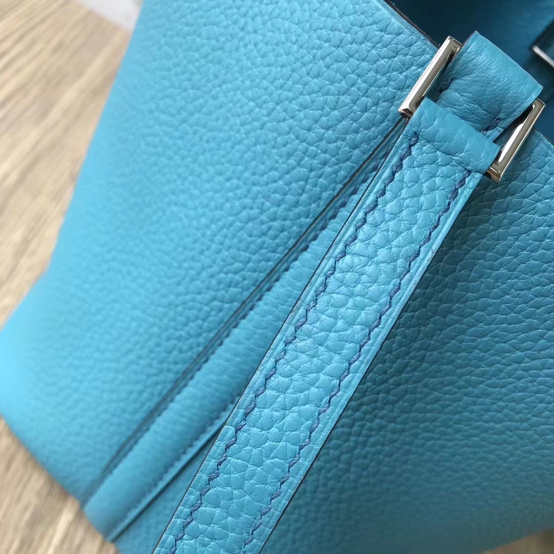 Hermes 爱马仕 7B 松石蓝 原厂御用顶级Togo 皮 Picotin  Lock 18cm 现货