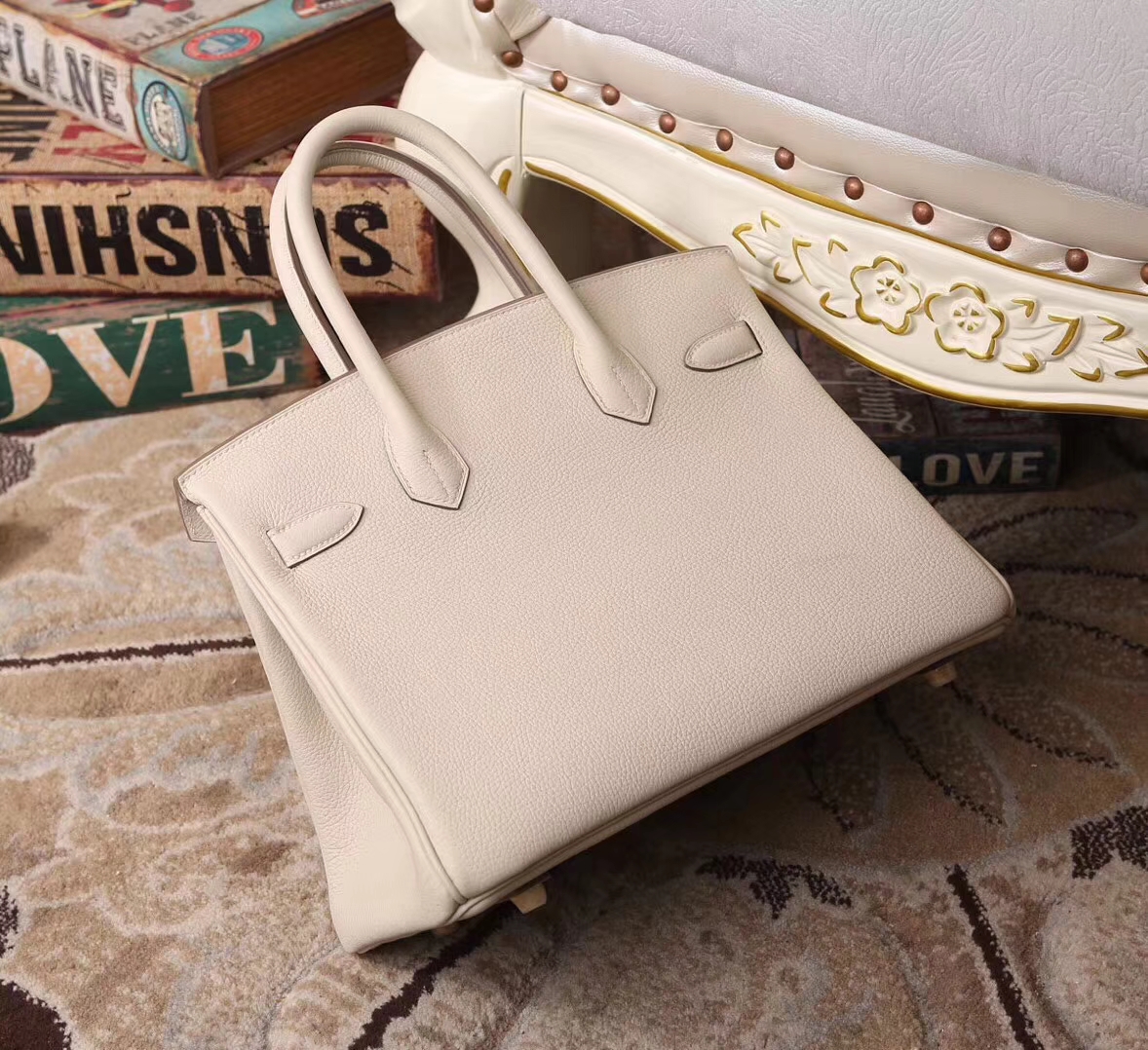 Hermes爱马仕 奶昔白 原厂御用顶级小牛皮 Birkin 30 金扣  银扣 现货