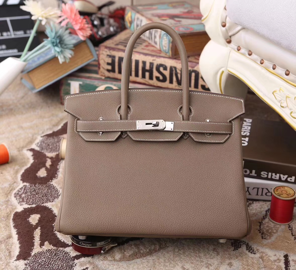 Hermes 爱马仕 CK18 大象灰 原厂御用顶级小牛皮 Birkin 30 金扣   银扣 现货
