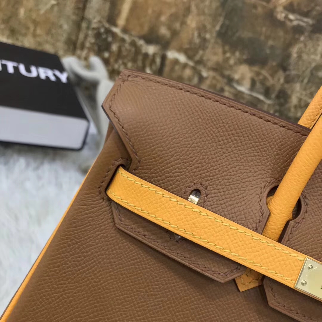 Hermes爱马仕 太阳金黄 原厂御用顶级Epsom 皮 Birkin 25 金扣