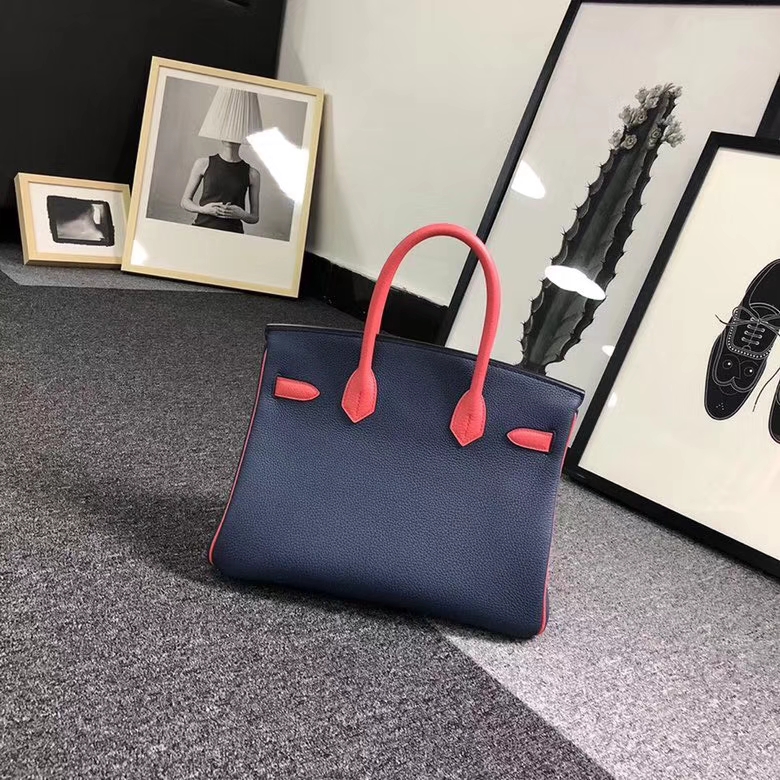 Hermes爱马仕 7K宝石蓝拼T5斋普尔粉 原厂御用顶级小牛皮 Birkin 30 金扣