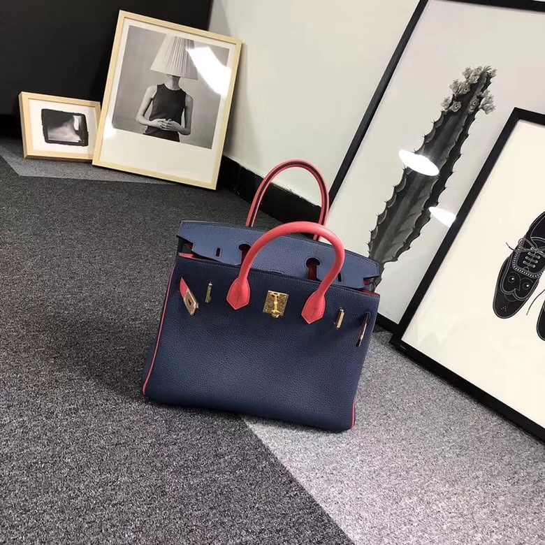 Hermes爱马仕 7K宝石蓝拼T5斋普尔粉 原厂御用顶级小牛皮 Birkin 30 金扣