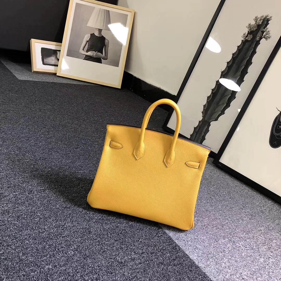 Hermes爱马仕 新色 9D琥珀黄 原厂御用顶级Epsom 皮 Birkin 25 金扣