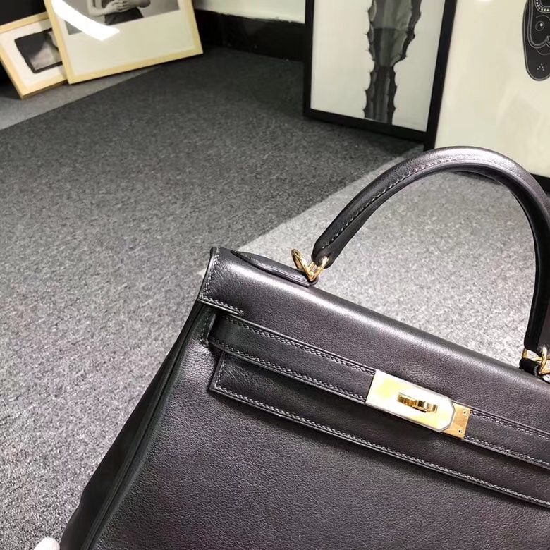 Hermes爱马仕 CK89 黑色 原厂御用顶级小牛皮 Kelly  28 内缝 金扣