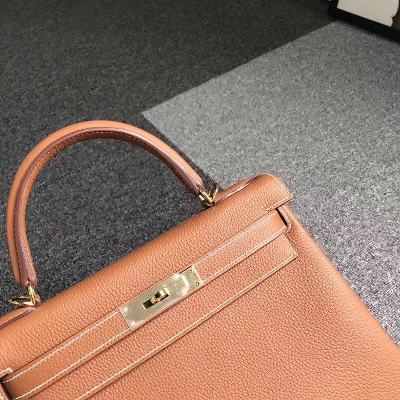 Hermes爱马仕 金棕色 浅咖啡 原厂御用顶级小牛皮 Kelly 28 金扣 银扣 现货