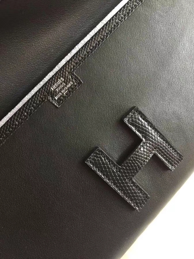 Hermes爱马仕 29jige手包 原装等级进口swift皮 黑色拼黑色蜥蜴