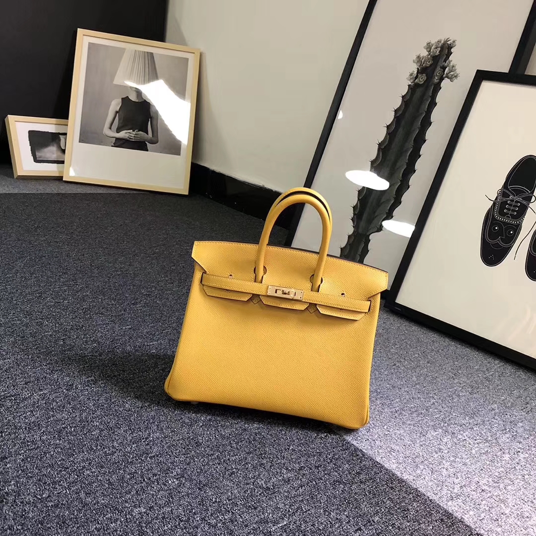 Hermes爱马仕 新色 9D琥珀黄 原厂御用顶级Epsom 皮 Birkin 25 金扣