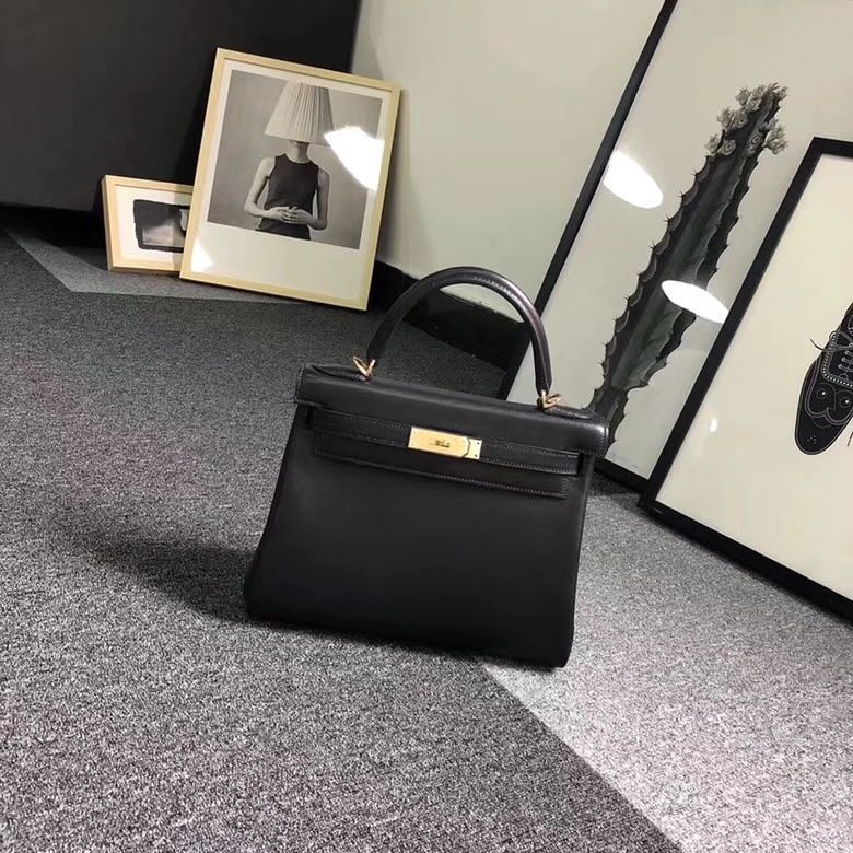 Hermes爱马仕 CK89 黑色 原厂御用顶级小牛皮 Kelly  28 内缝 金扣