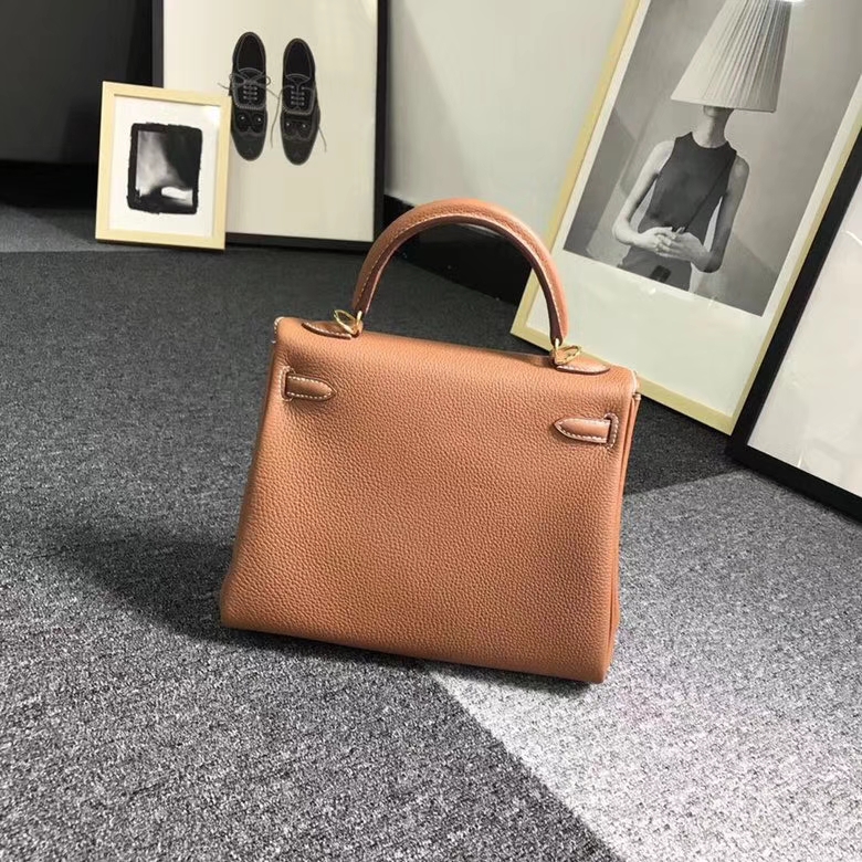 Hermes爱马仕 金棕色 浅咖啡 原厂御用顶级小牛皮 Kelly 25 金扣 现货