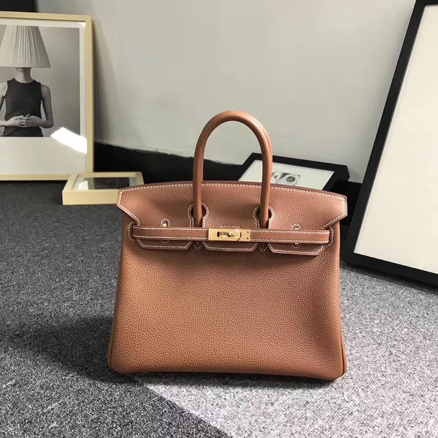 Hermes爱马仕 金棕色 原厂御用顶级小牛皮 Birkin 25 金扣