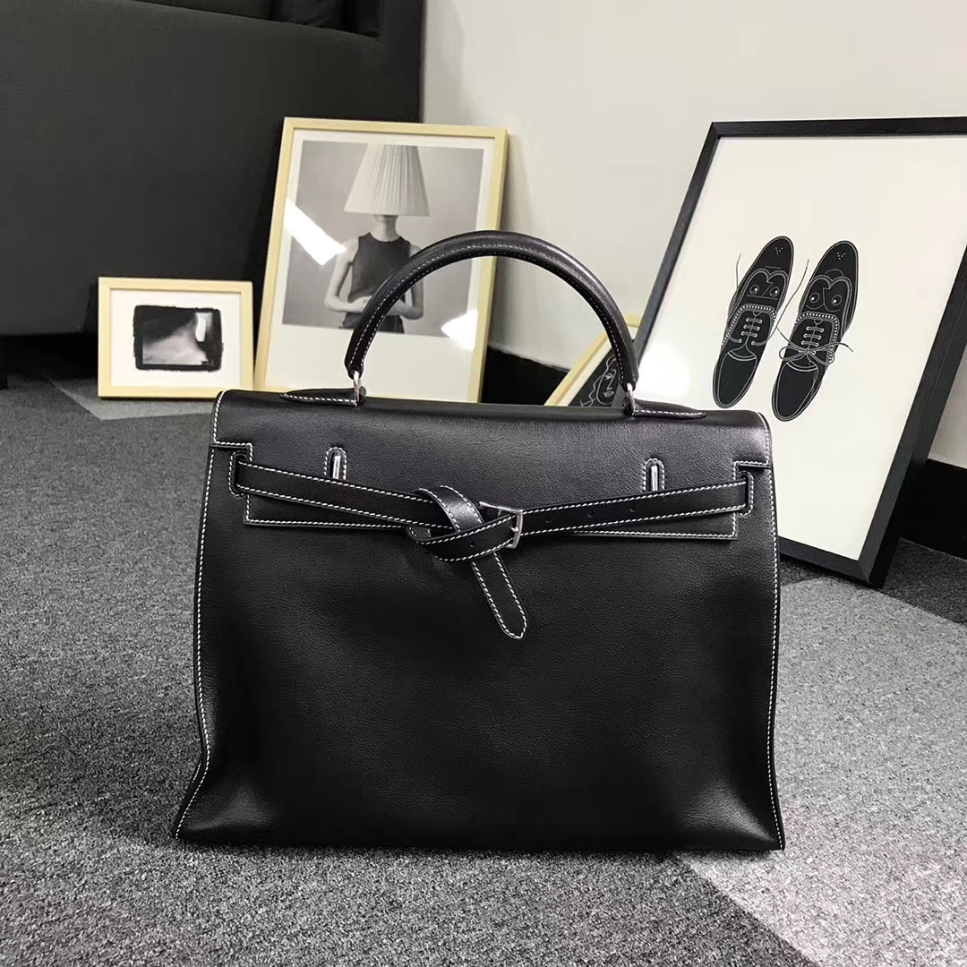 Hermes爱马仕 黑色 原厂御用顶级Swift 皮 Kelly Flat