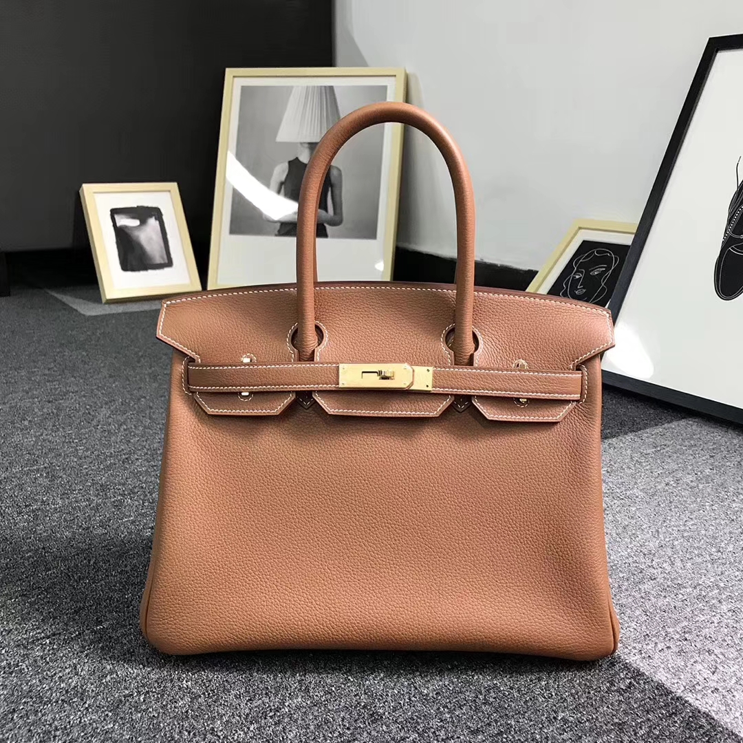 Hermès（爱马仕）金棕色 原厂御用顶级小牛皮 Birkin 30 金扣  现货