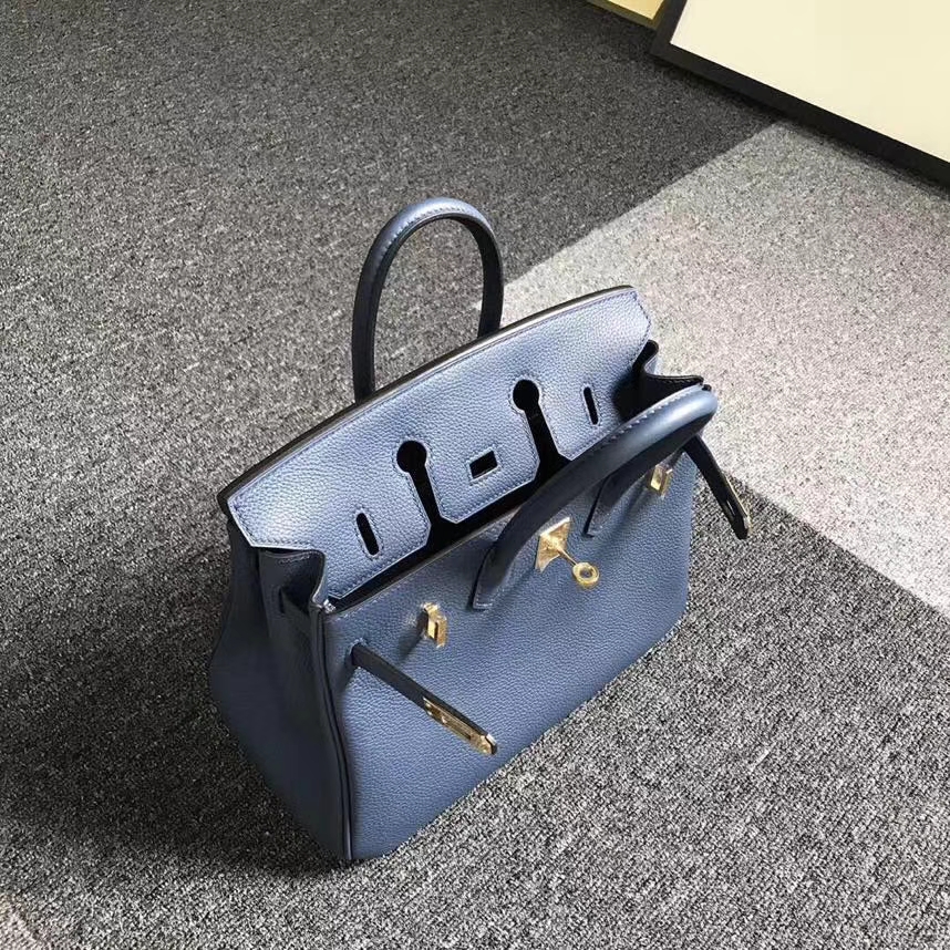 Hermès（爱马仕）7K宝石蓝 原厂御用顶级小牛皮 Birkin 25 金扣 现货
