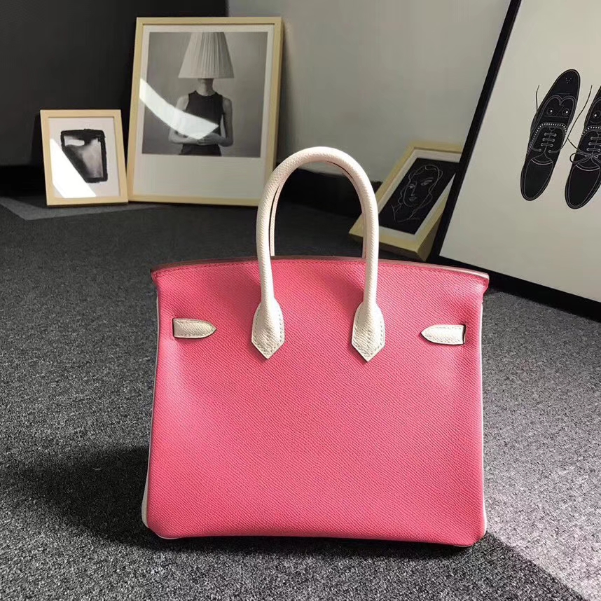 Hermès（爱马仕）8W新唇膏粉拼奶昔白 原厂御用顶级Epsom 皮 Birkin 25 金扣 现货