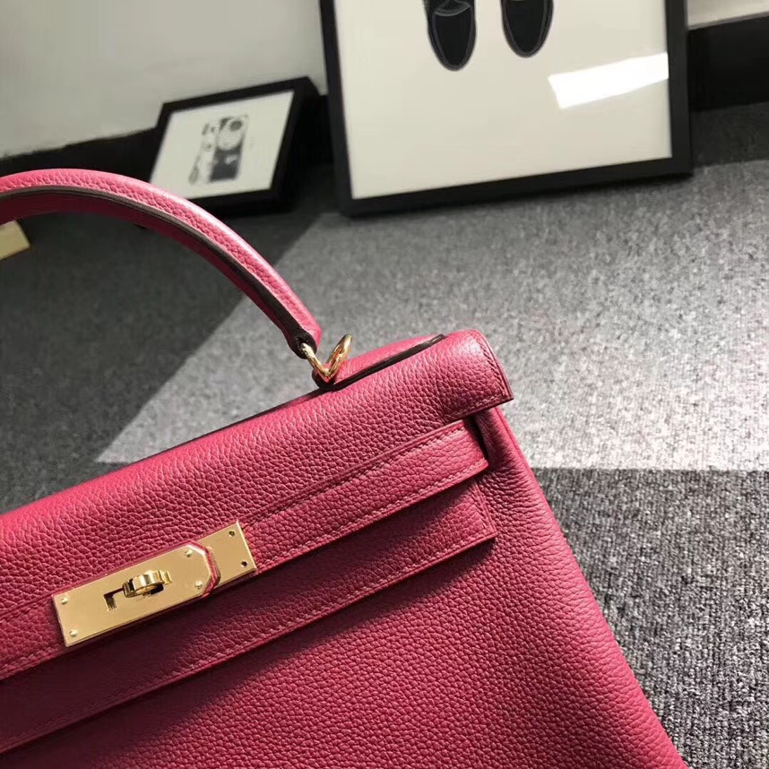 Hermes爱马仕 K1 石榴红 原厂御用顶级小牛皮 Kelly 28 金扣 现货