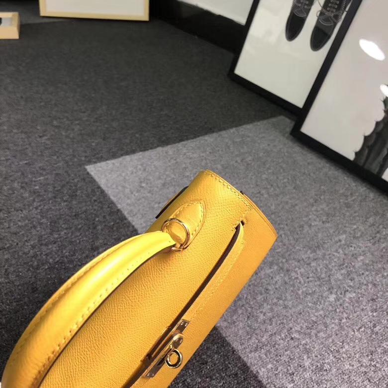 Hermes爱马仕 9D 琥珀黄 原厂御用顶级Epsom 皮 Kelly 25 外缝 金扣