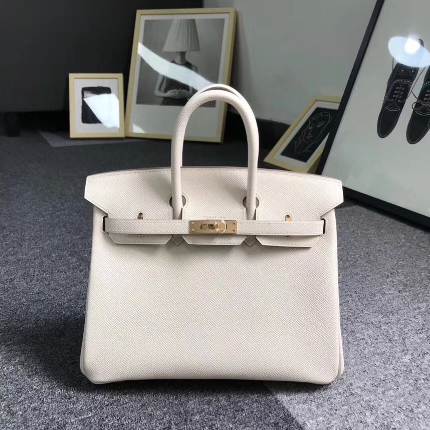 Hermès（爱马仕）奶昔白 原厂御用顶级Epsom 皮 Birkin 25 金扣