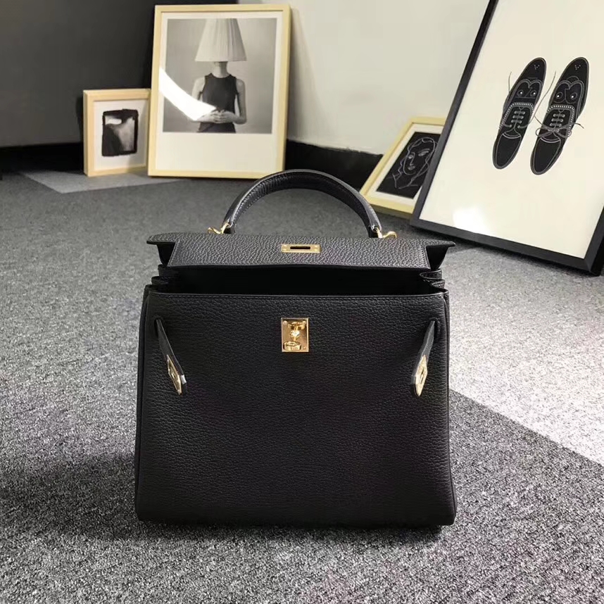 Hermès（爱马仕）CK89 黑色 原厂御用顶级小牛皮 Kelly 25 金扣 现货