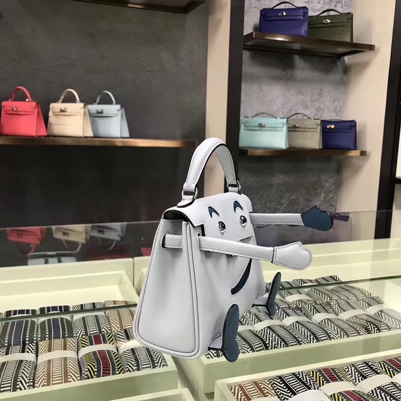 Hermes爱马仕 微风蓝拼普鲁士蓝 Swift 皮 Kelly doll 银扣