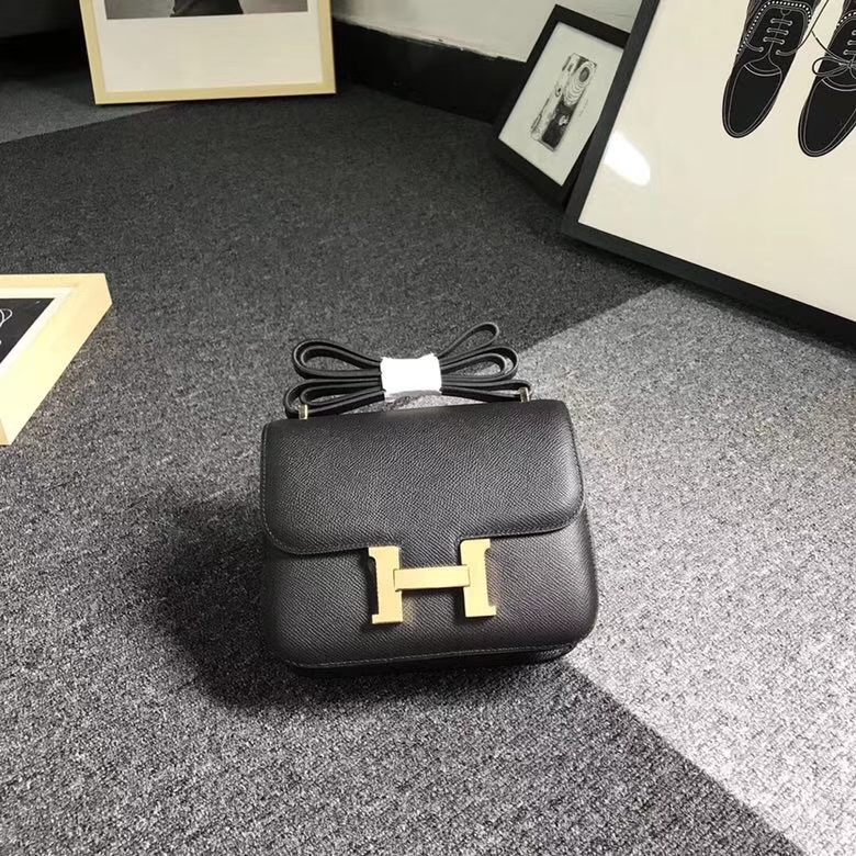 Hermes爱马仕 CK89 黑色 原厂御用顶级Epsom 皮 Constance 19 金扣 银扣 现货