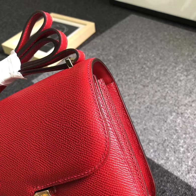 Hermes爱马仕 Q5 中国红 原厂御用顶级Epsom 皮 Constance 19 金扣 银扣 现货